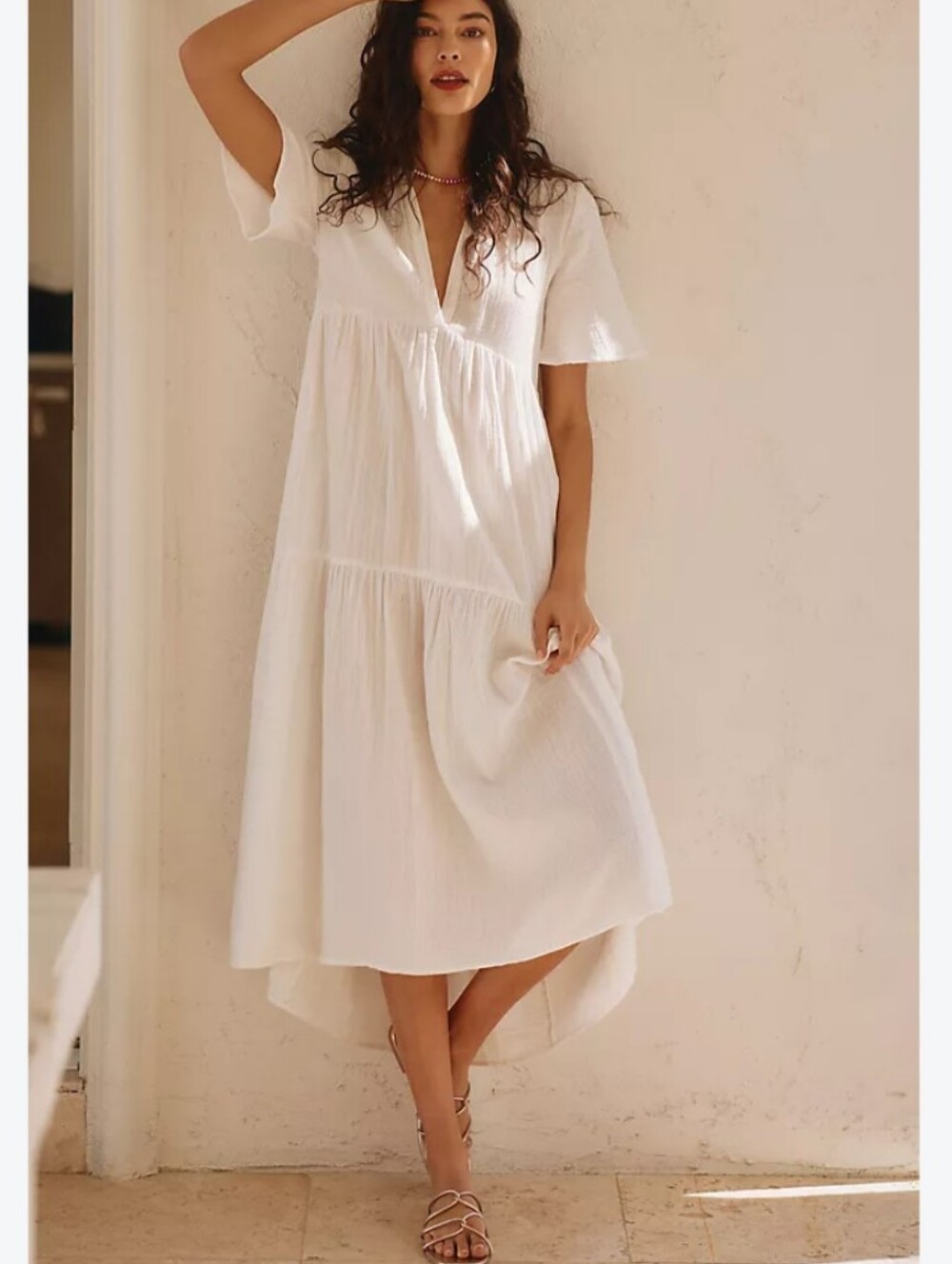 Anthropologie Celandine Kallie 100% Cotton Gauze Midi Dress Size Large
